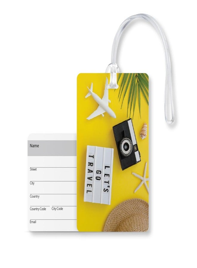 100yellow® Lets Go Travel (LT-01) Luggage Tags, Bag Tag Travel Id Labels Tag for Baggage Suitcases Bags with Silicon| Multicolor ( Pack of 2 ) - Image 2